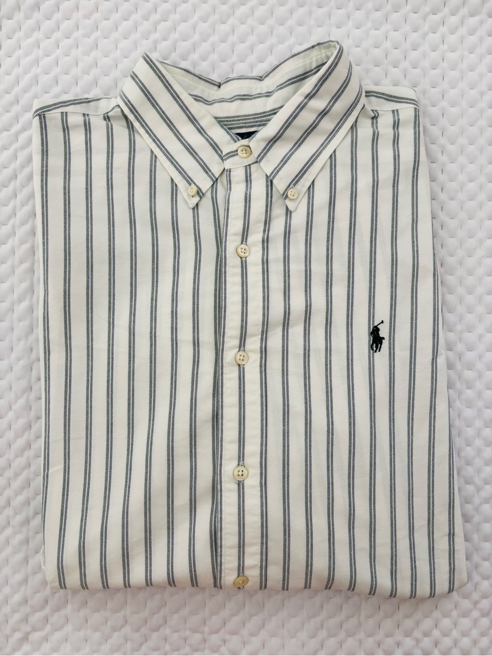 Men’s Ralph Lauren Classic White Blue Green Striped Button Down Shirt Size XXL